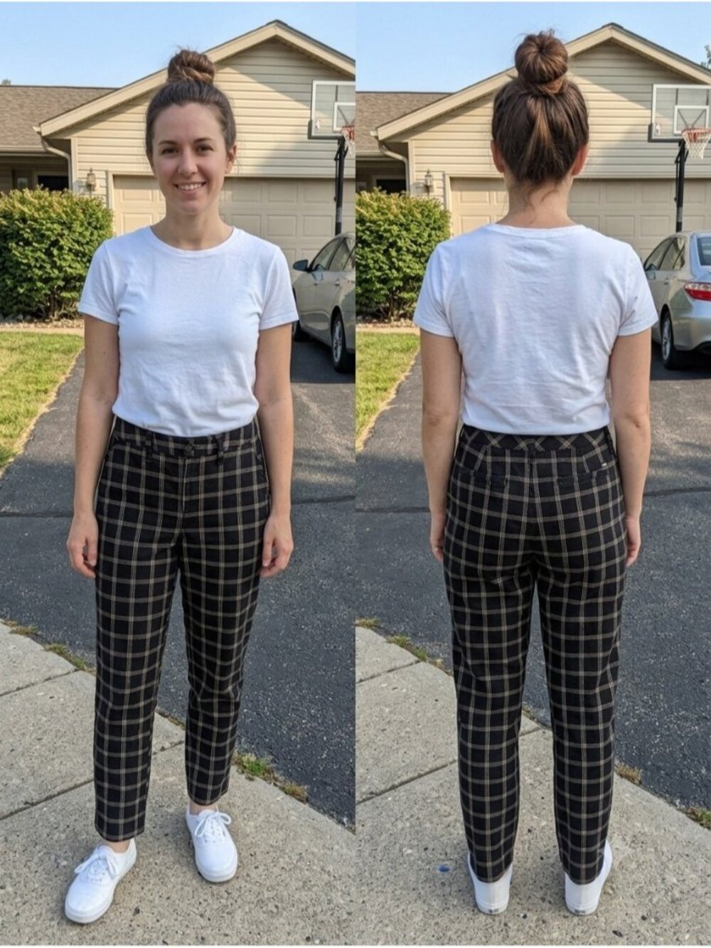 Vans Breana Authentic Plaid Pant 28 Womens Black White Check Skate Chino